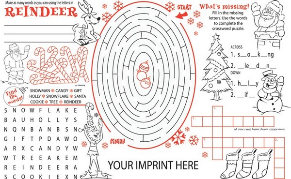 SC0508 Holiday Activity POSTER/Placemat with Custom Imprint 
